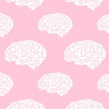 An illustration of brains on a pink background.