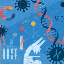 Abstract illustration depicting coronavirus research concept.